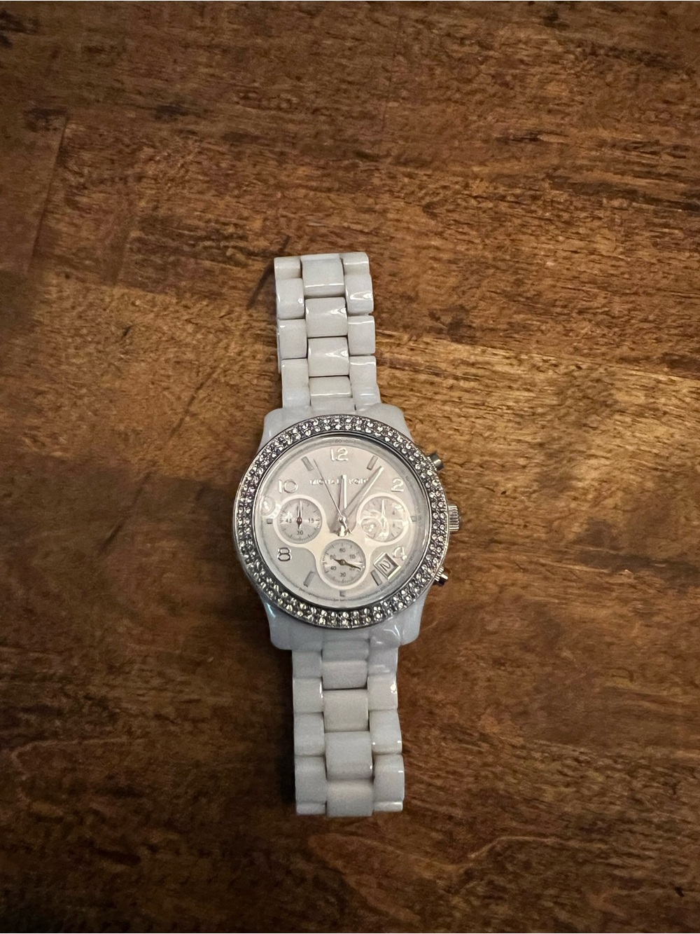 Michael Kors White Crystal-Trim Ceramic Chronograph Watch - Picture 2 of 9